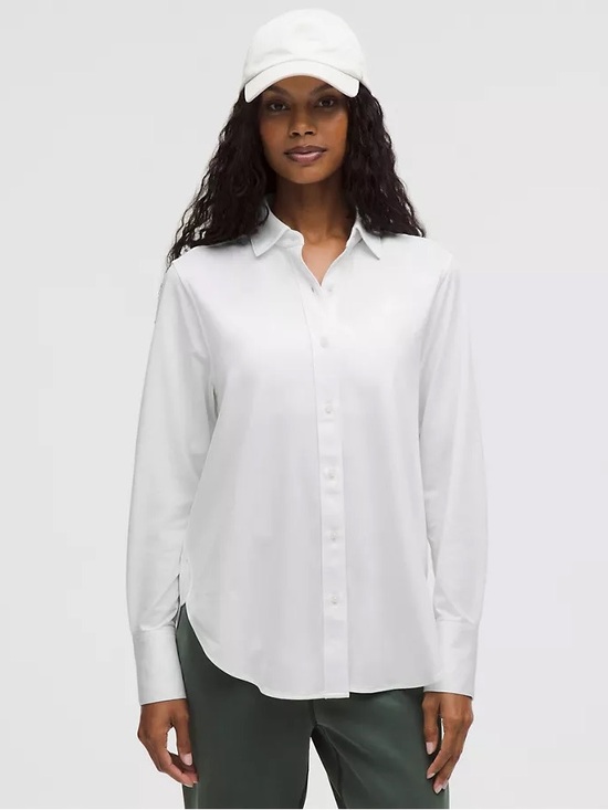 lululemon athletica Tops - Lululemon Knit Relaxed-Fit Overshirt - White, Size M